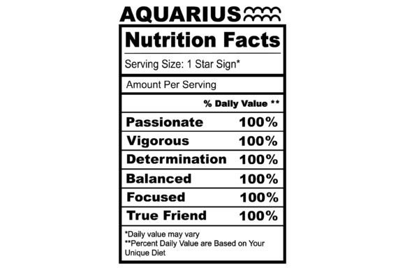Download Aquarius Zodiac Nutrition Facts SVG - Premium Bundle