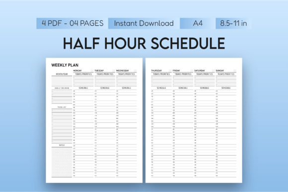 Download Half-Hour Weekly Planner - Weekly planner Collection