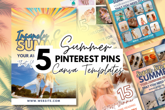 Download 5 Summer-Themed Pinterest Canva Template - Premium Resources