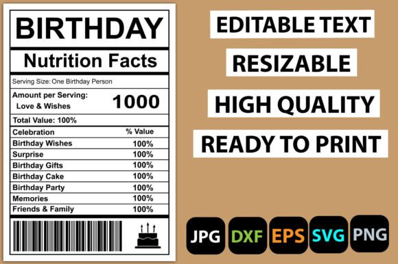 Download Birthday Nutrition Facts Poster Label - Nutrition Collection