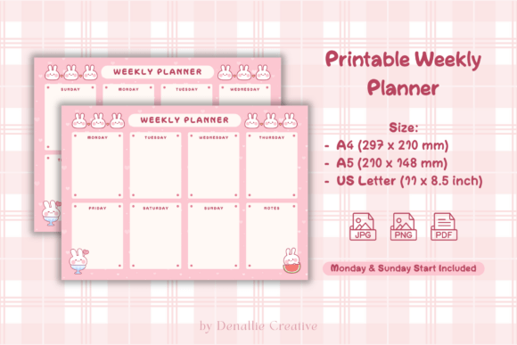 Download Bunny Weekly Planner Printable - Weekly planner Collection