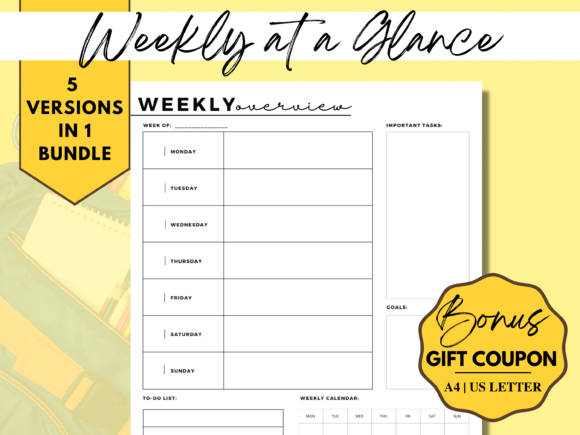 Download Week at a Glance, Weekly Planner, Weekly - Weekly planner Collection