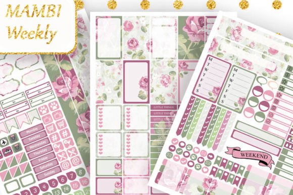 Download Weekly Planner Stickers Purple Roses - Weekly planner Collection